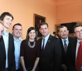 With the Mayor of Boston, Martin J. Walsh and my FF colleagues at City Hall